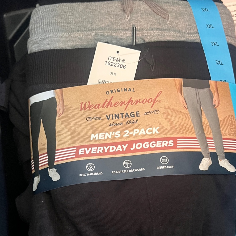 Weatherproof Men's 2-Pack Joggers — Black & Gray